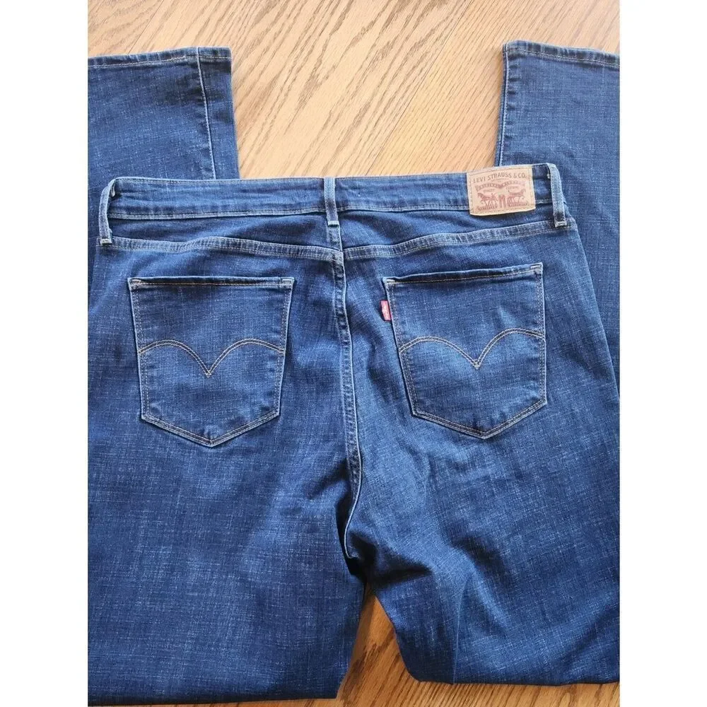 36 Levi's 725 Highrise Bootcut Classic Dark Wash Blue Jeans